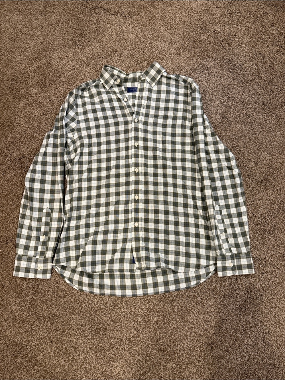 Vineyard Vines Green and White Check Button-Down Shirt